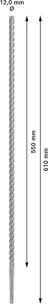 8004257378 - Detailbild4_Hammerbohrer PRO SDS plus-5X D.12,0mm Arbeits-L.550mm L.610mm SDS plus 1 St.