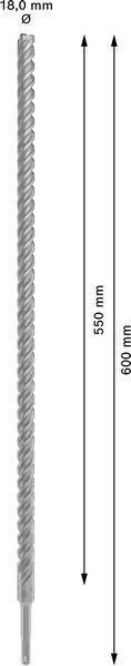 8004257405 - Detailbild_Hammerbohrer PRO SDS plus-5X D.18,0mm Arbeits-L.550mm L.600mm SDS plus 1 St.