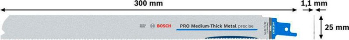 8004257503 - Detailbild4_Säbelsägeblatt PRO Medium-Thick Metal precise S1237BEF L300mm B25 mm 5 St./Karte