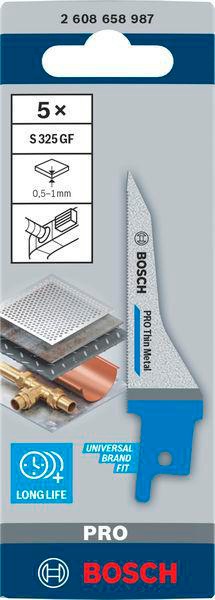 8004257516 - Detailbild3_Säbelsägeblatt PRO Thin Metal S325GF L.85mm B.7mm TPI 32 0,8mm 5 St./Karte