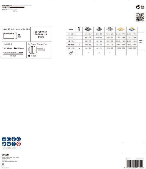 8004257773 - Detailbild5_Lochsägen-Set PRO Multi Material PC Plus 8tlg. D.20-114mm Arbeits-L.44mm BOSCH