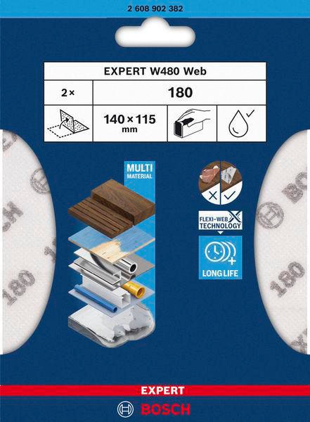 8004257870 - Detailbild5_Schleifblatt EXPERT W480 Web web Abm.115x140mm Körnung 180 BOSCH