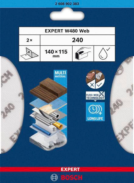 8004257872 - Detailbild5_Schleifblatt EXPERT W480 Web web Abm.115x140mm Körnung 240 BOSCH
