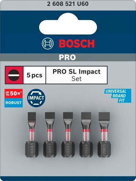 8004257957 - Detailbild4_Bit-Set PRO PRO Slotted Impact 5tlg. L.25mm SL4.5, 2xSL5.5, SL5.5, SL6.5 BOSCH
