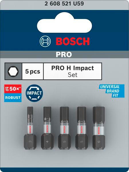 8004257960 - Detailbild3_Bit-Set PRO Hex Impact 5tlg. L.25mm H3, H4, 2xH5, H6 BOSCH