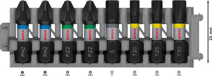 8004257963 - Detailbild_Bit-Set PRO Impact Mixed 8tlg. L.25mm PH/PZ/H/T BOSCH