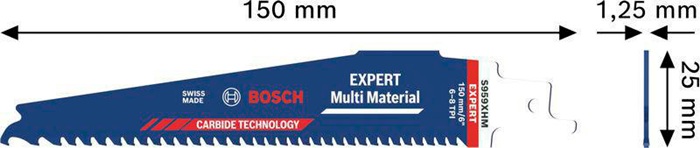8004962153 - Detailbild_Säbelsägeblatt Expert Multimaterial L.150mm B.25mm TPI 6-8 3-4mm 10 St./Karte