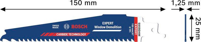 8004962159 - Detailbild_Säbelsägeblatt Expert Window Demolition S 956 DHM L.150mm B.6mm 1 St./Karte