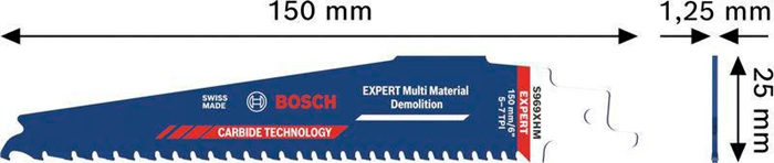 8004962164 - Detailbild5_Säbelsägeblatt Wood Metal Demolition S 967 XHM L.150mm B.25mm 5mm 10 St./Karte