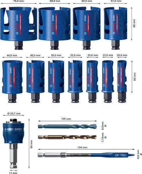 8004962197 - Detailbild4_Lochsägen-Set EXPERT Multi Material 15-tlg.20-76mm Schnitt-T.60mm BOSCH