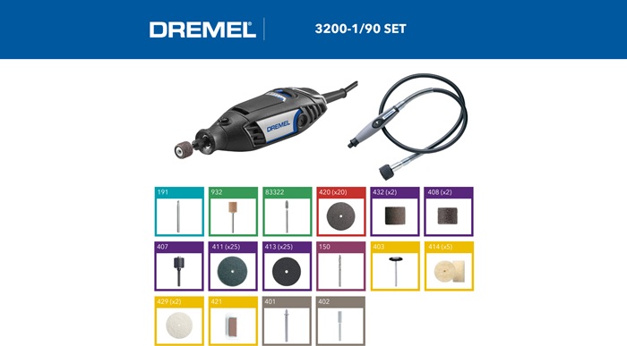 8004969009 - Detailbild2_Multifunktionswerkeug DREMEL® 3200 Leistung 130W 230V EZ Twist m.90Zubehören