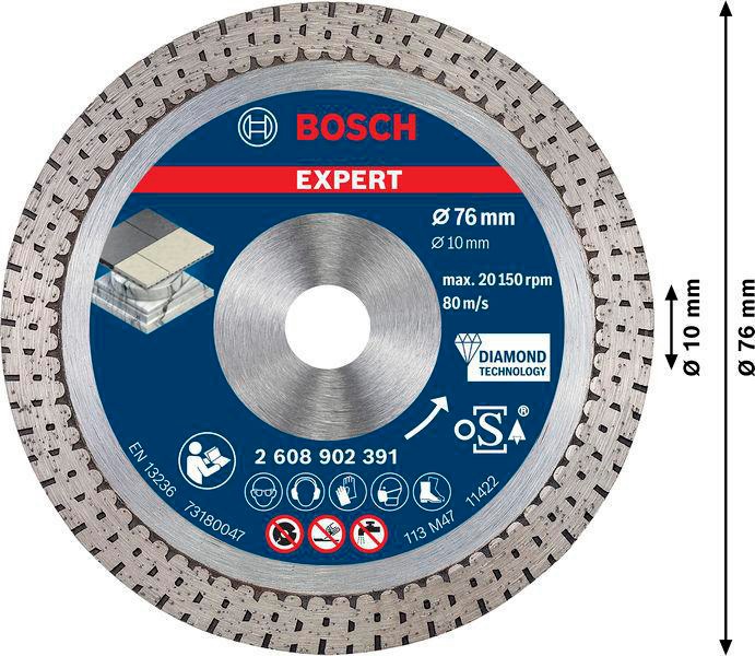 8004969223 - Detailbild3_Diamanttrennscheibe EXPERT Hard Ceramic D.76mm Bohrung 10mm Schnitt-B.1,5mm
