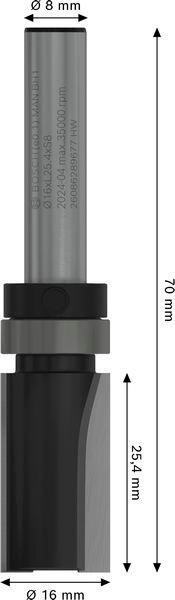 8004969252 - Detailbild3_Bündigfräser PRO D.16mm Arbeits-L.25,4mm Schaft 8mm BOSCH