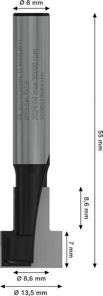 8004969258 - Detailbild_T-Nutfräser PRO D.8,6mm Arbeits-L.7mm B.13,5mm Schaft 8mm BOSCH
