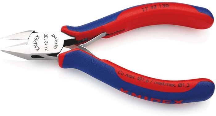 4000794635 - Detailbild_Elektronikseitenschneider L.130mm Form 4 Facette nein 2K-Hülle spiegelpol.KNIPEX