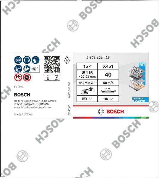 8005072277 - Detailbild3_Fächerschleifscheiben X451 Abm.115x22,23mm K40 Z29 15 St BOSCH