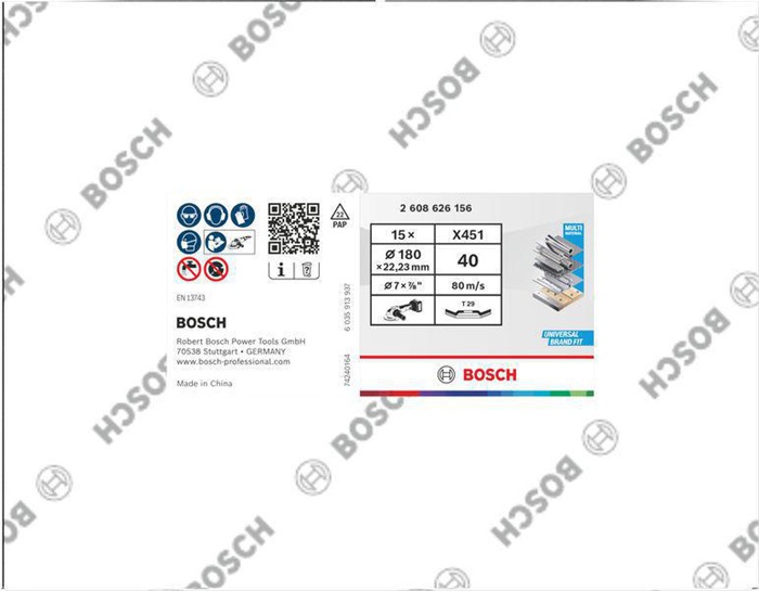 8005072305 - Detailbild_Fächerschleifscheibe X451 Abm.150x22,23mm K40 Z29 15 St BOSCH