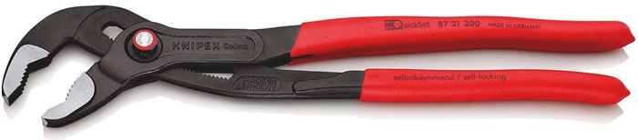 4000795300 - Detailbild_Wasserpumpenzange Cobra® L.300mm Spann-W.60mm pol.Ku.-Überzug Quick Set KNIPEX