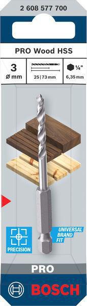 8005177022 - Detailbild3_Holzspiralbohrer PRO Wood Arbeits-L.25mm D.3mm L.73mm HSS BOSCH