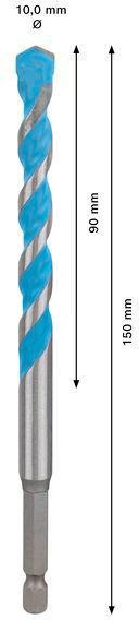 8005177092 - Detailbild2_Steinbohrer EXPERT HEX-9 Multi Construction Arbeits-L.90mm D.10mm L.150mm 8 St