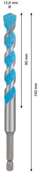 8005177096 - Detailbild_Steinbohrer EXPERT HEX-9 Multi Construction Arbeits-L.90mm D.12mm L.150mm BOSCH