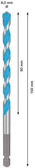8005177123 - Detailbild_Steinbohrer EXPERT HEX-9 Multi Construction Arbeits-L.90mm D.8mm L.150mm 10 St