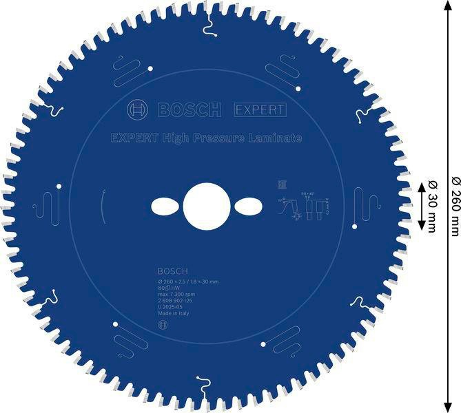 8005177269 - Detailbild3_Kreissägeblatt EXPERT High Pressure Laminate D.260mm Bohrung 30mm 80Zähe HLTCG