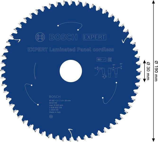 8005177275 - Detailbild3_Kreissägeblatt EXPERT Laminated Panel D.190mm Bohrung 30mm 60Zähne WZ BOSCH