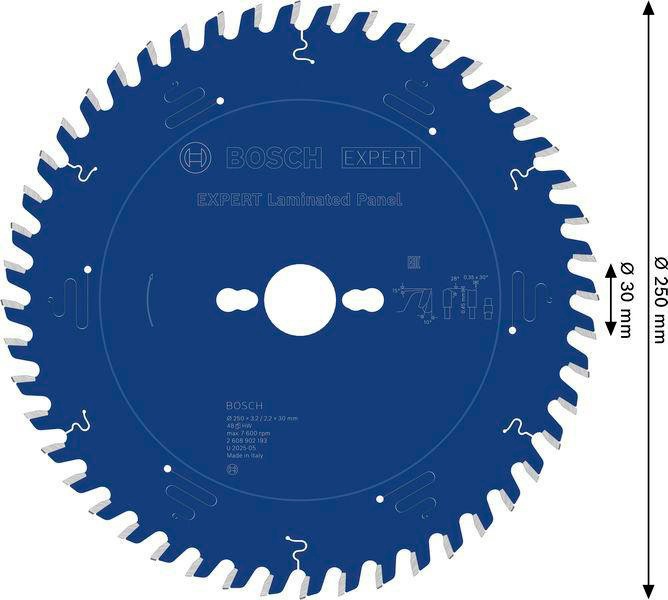 8005177278 - Detailbild5_Kreissägeblatt EXPERT Laminated Panel D.250mm Bohrung 30mm 48Zähne DH (HF/Ch)