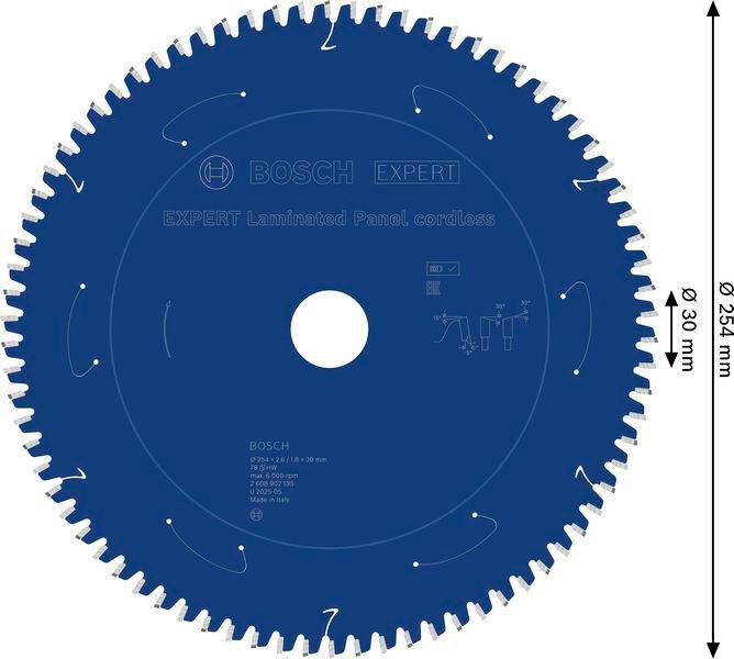 8005177280 - Detailbild3_Kreissägeblatt EXPERT Laminated Panel D.254mm Bohrung 30mm 78Zähne WZ BOSCH
