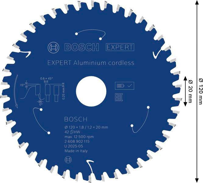 8005177290 - Detailbild2_Kreissägeblatt EXPERT Aluminum D.120mm Bohrung 30mm 42Zähne HLTCG BOSCH
