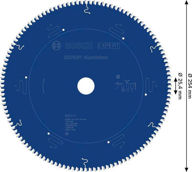 8005177301 - Detailbild_Kreissägeblatt EXPERT Aluminium D.254mm Bohrung 25,4mm 120Zähne HLTCG BOSCH