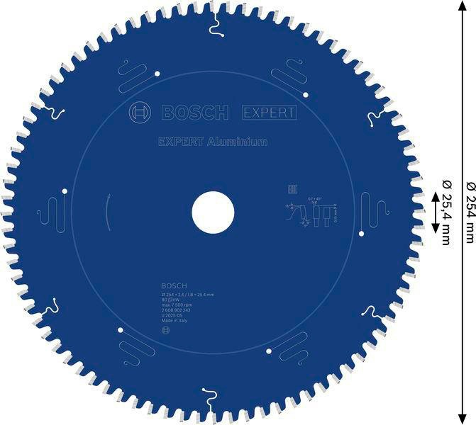 8005177302 - Detailbild2_Kreissägeblatt EXPERT Aluminium D.254mm Bohrung 25,4mm 80Zähne HLTCG BOSCH