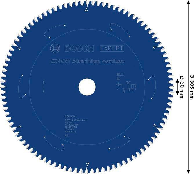 8005177304 - Detailbild_Kreissägeblatt EXPERT Aluminum D.305mm Bohrung 30mm 96Zähne HLTCG BOSCH