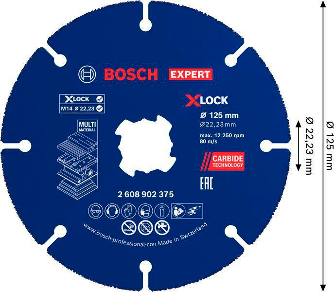 8005177577 - Detailbild_Trennscheibe EXPERT Multi Material D.125mm Bohrung 22,23mm X-LOCK 10 St BOSCH