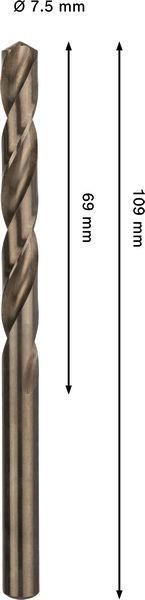 8005177641 - Detailbild_Spiralbohrer PRO Stainless Steel Arbeits-L.69mm D.7,5mm L.109mm HSS-Co BOSCH