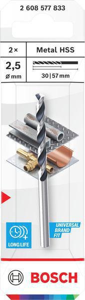 8005177705 - Detailbild_Spiralbohrer Metal Arbeits-L.30mm D.2,5mm L.57mm HSS CYL 2 St BOSCH