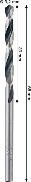 8005177708 - Detailbild_Spiralbohrer Metal Arbeits-L.36mm D.3,2mm L.65mm HSS CYL 2 St BOSCH