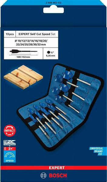 8005177806 - Detailbild5_Flachfräsbohrer-Set EXPERT Self Cut Speed 13tlg. 10-32mm BOSCH