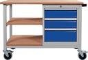 9000426082 - Detailbild_Werkbank B1200xT540xH880mm Buche Multiplex lichtgrau/signalblau 3 Schubl.