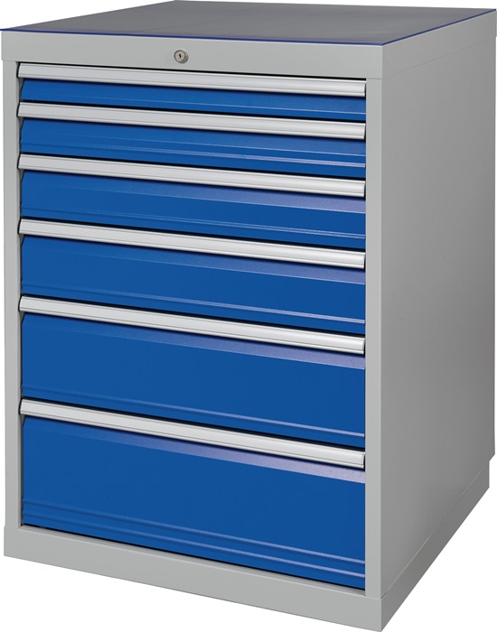 9000426111 - Detailbild_Schubladenschrank H1019xB705xT736mm lichtgrau/signalblau 6 Schubl.BEDRUNKA+HIRTH