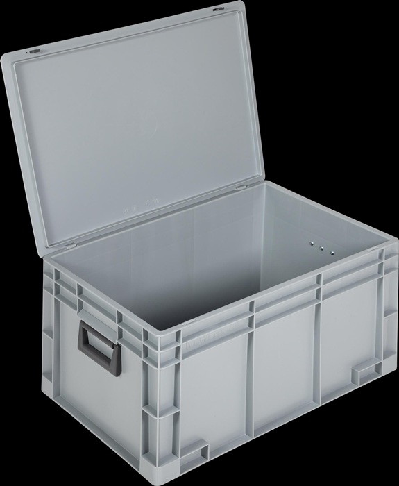 9000447898 - Detailbild_Ku.-Koffer L600xB400xH333mm PP 2 Griffe Schiebeverschluss grau 62,2l LOCKWEILER