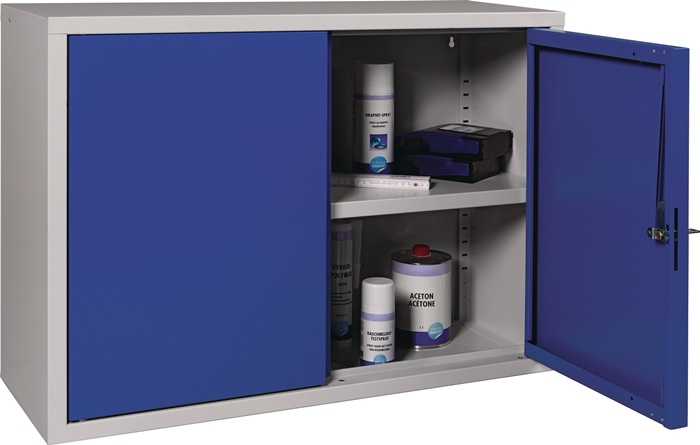 9000453661 - Detailbild_Hängeschrank H600xB800xT300mm Vollblech,1 BD lichtgrau/enzianblau