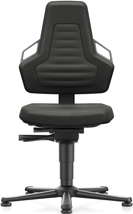 9000454232 - Detailbild_Arbeitsdrehstuhl Nexxit Bodengleiter Grifffarbe grau Supertec-Gewebe schwarz