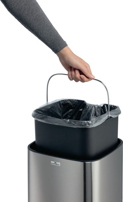 9000463330 - Detailbild_Abfallsammler NO TOUCH 12L 12l H430mm VA/Ku.metallic silber DURABLE