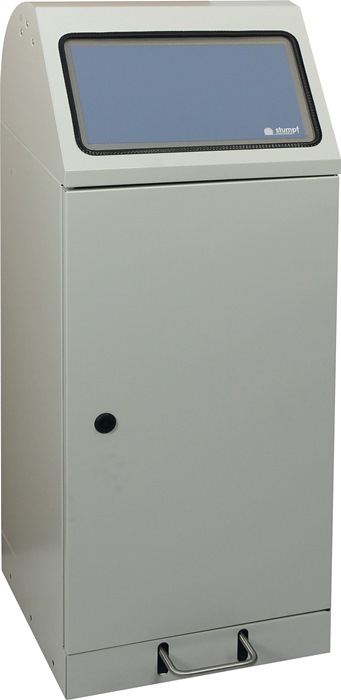 9000466176 - Detailbild_Wertstoffsammler 70l H1000xB400xT380mm lichtgrau verz. Einsatz,Trethebel STUMPF