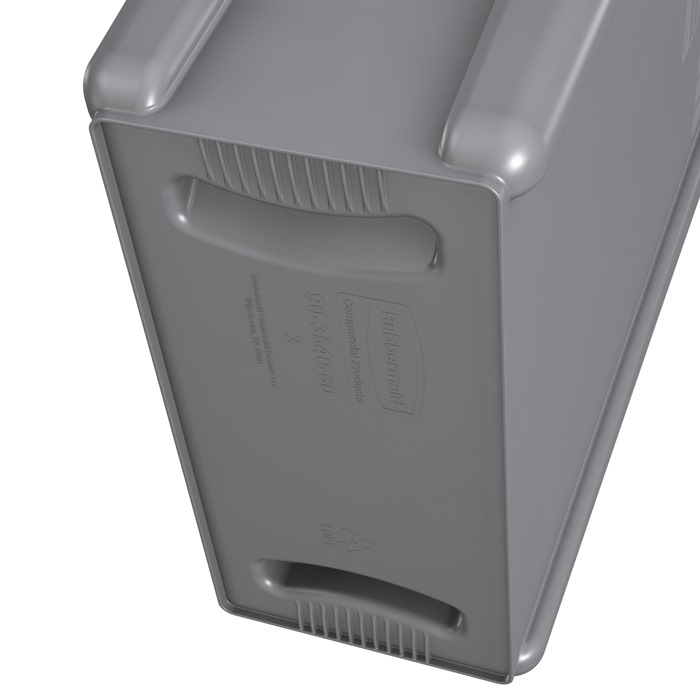 9000468570 - Detailbild_Wertstoffsammler 87l H762xB279xT558mm grau m.Lüftungskanälen RUBBERMAID