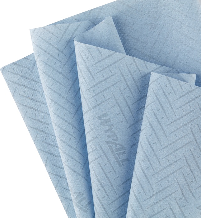 9000469616 - Detailbild_Putztuch WYPALL L10 7407 L.ca.380xB.ca.183mm blau 1-lagig,perforiert,RCS 6 RL/KT