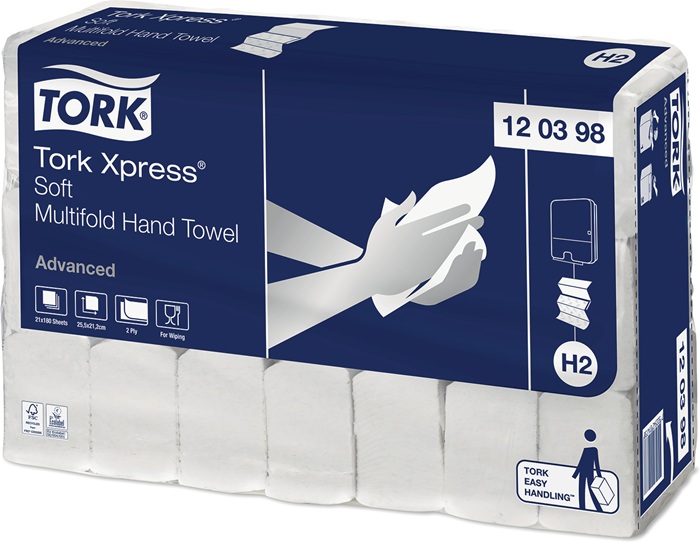 9000474208 - Detailbild_Handtuch TORK Xpress® 120398 2-lagig,weiß L.ca.256 mmxB.ca.212mm 3780 Tücher/VE