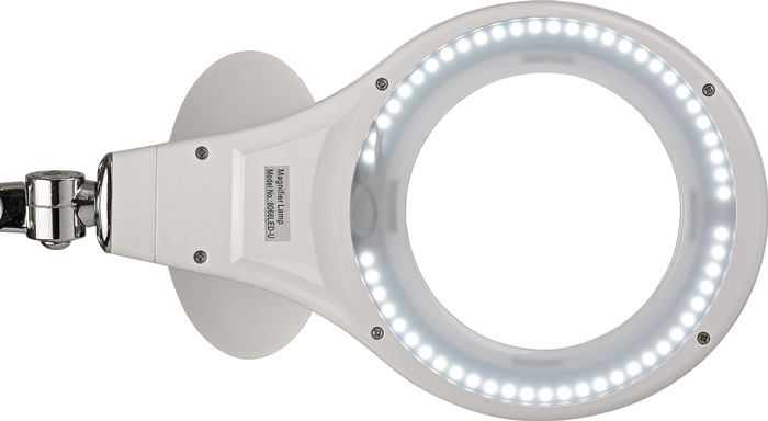 9000483064 - Detailbild_LED-Lupenleuchte Glaslinse 127mm (5 Zoll) Tischklemme schwarz